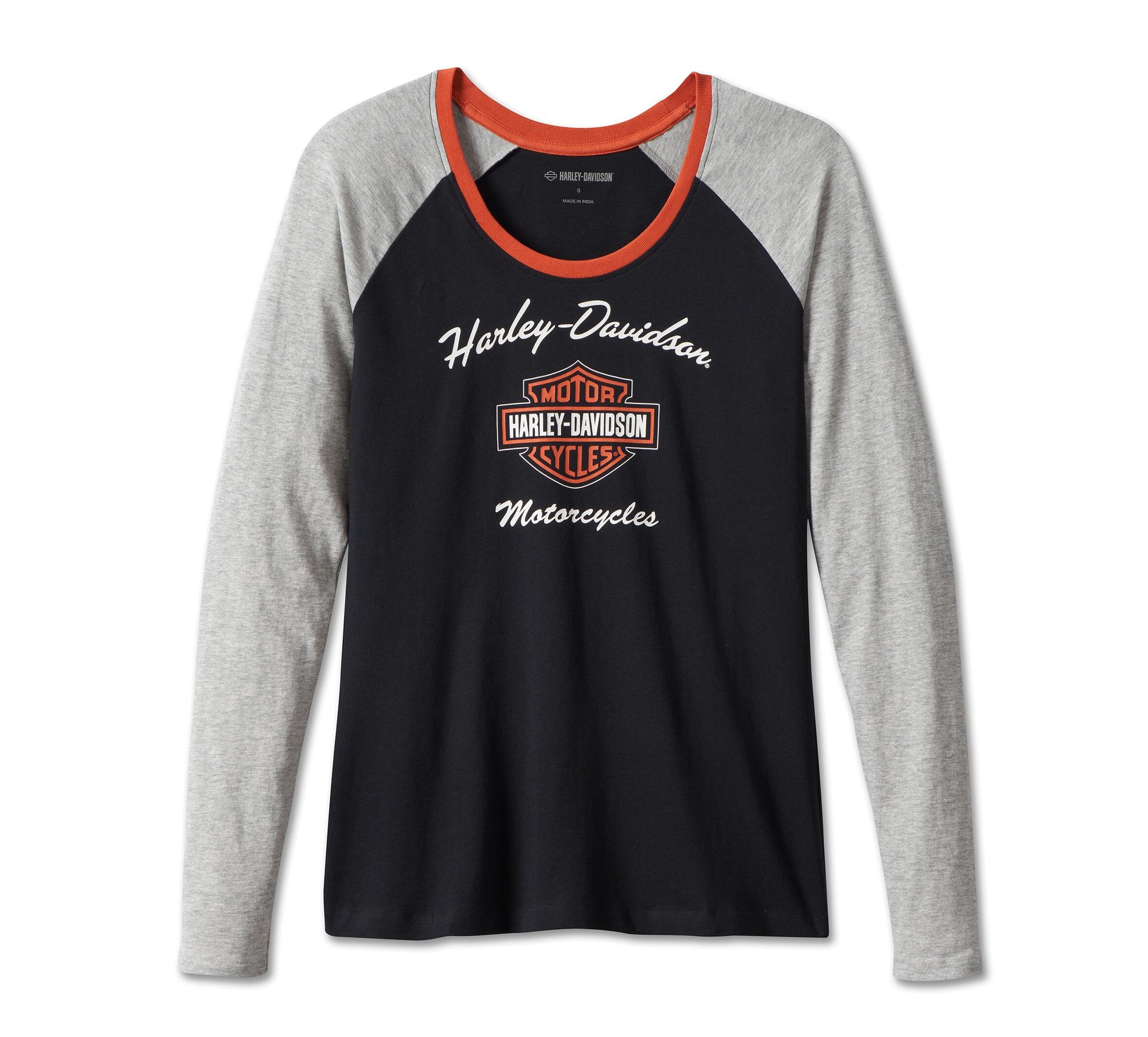 Harley-Davidson® Women’s First-Class Long Sleeve Raglan Tee Colorblock Black Beauty - 99022-23Vw