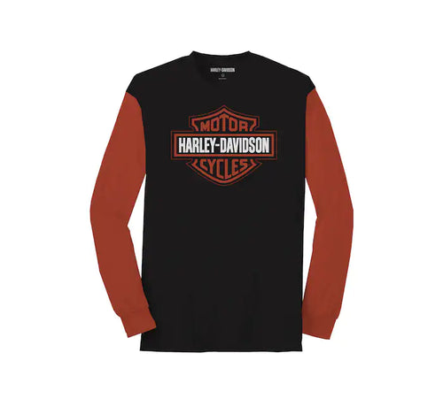 Harley-Davidson® Men's B&S Colorblock Tee Black Beauty with Orange - 99067-22VM
