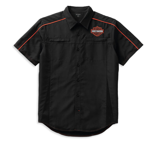 Harley-Davidson® Men’s Performance B&S Shirt Black/Orange - 99089-22Vm Short Sleeve