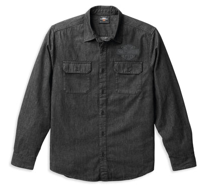 Harley-Davidson® Men’s B&S Denim Shirt Black Beauty - 99091-22Vm