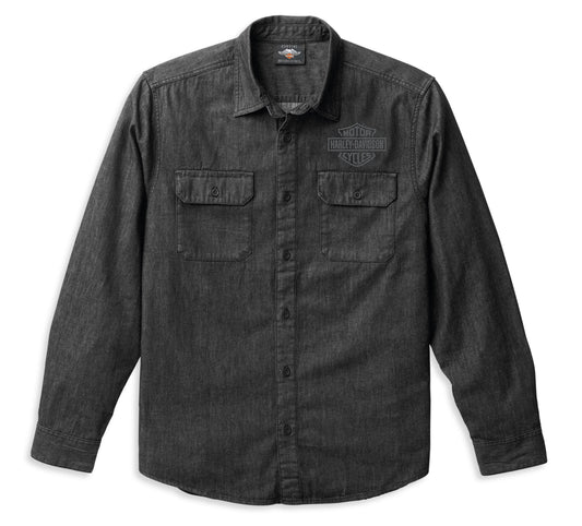 Harley-Davidson® Men’s B&S Denim Shirt Black Beauty - 99091-22Vm
