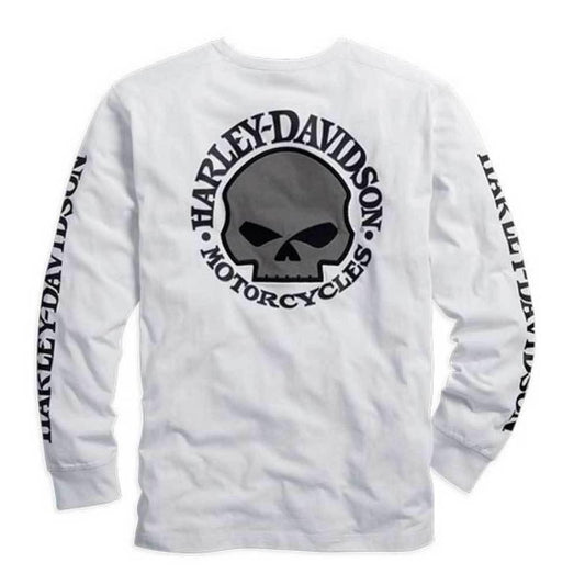 Harley-Davidson  Mens Skull Long Sleeve Tee White - 99092-14Vm Tees