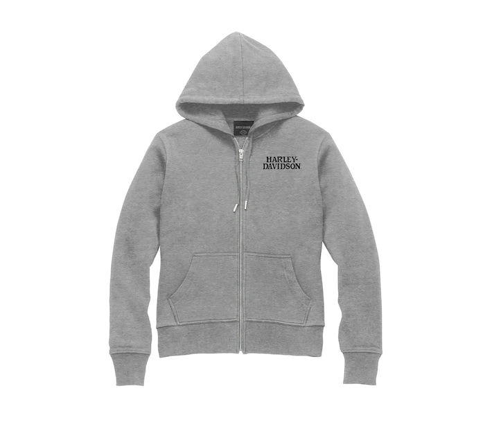 Harley Davidson Women s Special Skull Zip Front Hoodie Heather