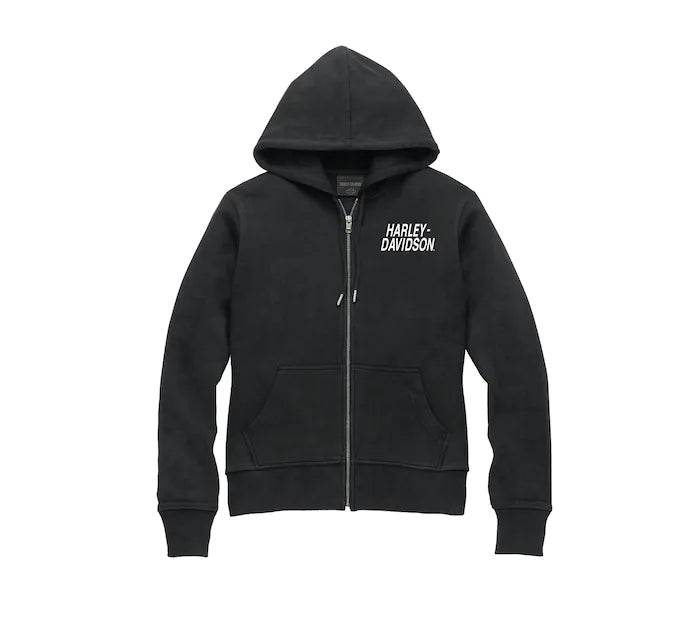 Harley-Davidson® Women's Special Bar & Shield Zip Front Hoodie Black Beauty - 99098-22VW