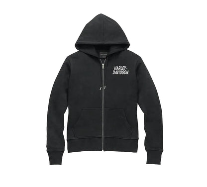 Harley-Davidson® Women's Special Bar & Shield Zip Front Hoodie Black Beauty - 99098-22VW