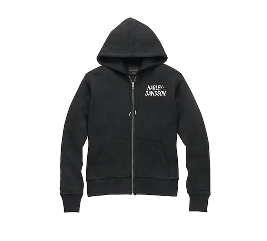 Harley-Davidson® Women's Special Bar & Shield Zip Front Hoodie Black Beauty - 99098-22VW