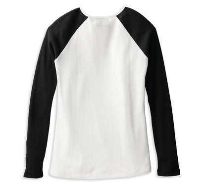 Harley-Davidson® Women's Hallmark Thermal Knit Top Colorblock Cloud Dancer - 99104-22VW