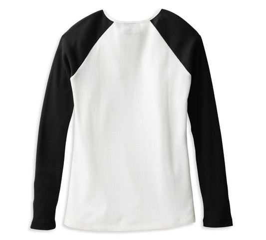 Harley-Davidson® Women's Hallmark Thermal Knit Top Colorblock Cloud Dancer - 99104-22VW