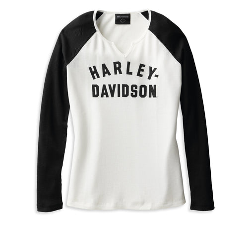 Harley-Davidson® Women's Hallmark Thermal Knit Top Colorblock Cloud Dancer - 99104-22VW