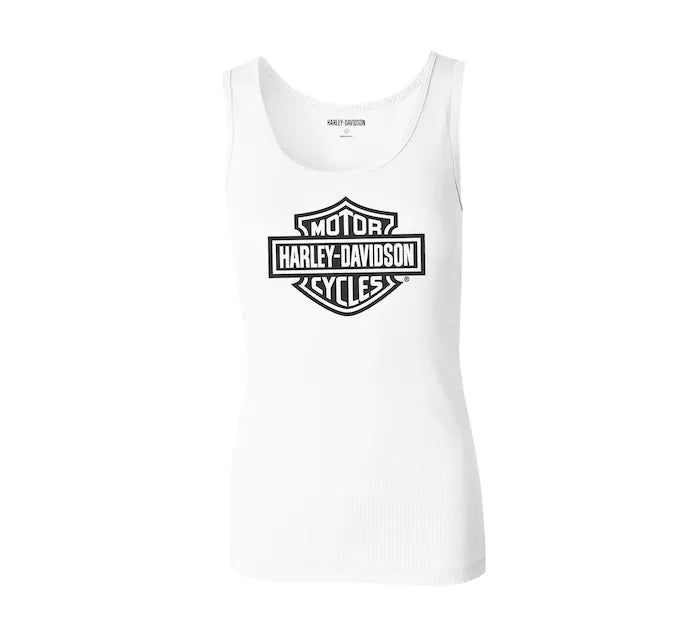 Harley-Davidson® Women's Ultra Classic Bar & Shield Ribbed Tank Bright White - 99106-22VW