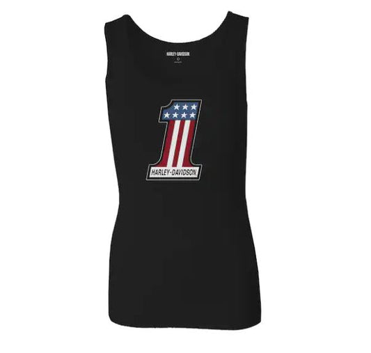 Harley-Davidson® Women’s Ultra Classic #1 Race Ribbed Tank Black Beauty - 99108-22Vw