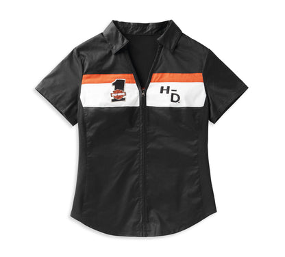Harley-Davidson® Women's Crew Stripe Zip Front Shirt Colorblock Black Beauty - 99114-22VW