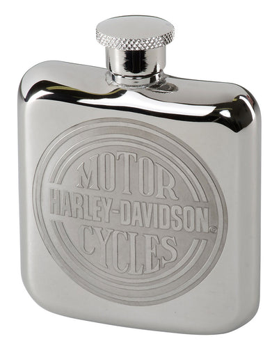 Harley-Davidson® Engraved Circle H-D Logo Stainless Steel Hip Flask - Silver