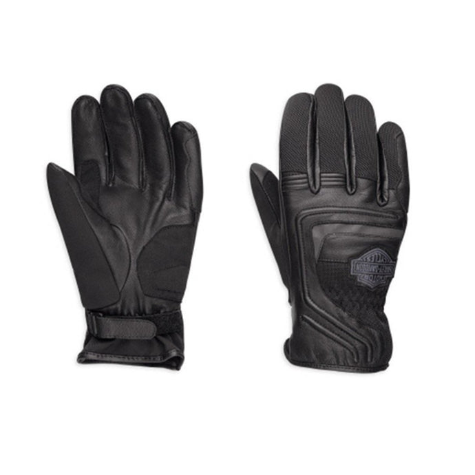 Harley-Davidson  Mens Bar & Shield Logo Leather Mesh Gloves - 98362-17Em
