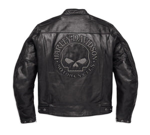 Harley-Davidson  Mens Reflective Skull Leather Jacket - 98122-17Em Riding Jackets